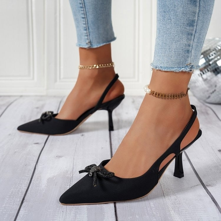 Damen Slingback Pumps mit glamourösem Schleifen-Design
