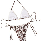 Damen Triangel-Bikini mit floralen Details und verstellbaren Trägern R&B