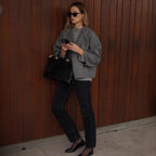 Damen modische Wolljacke im Boxy-Schnitt R&B