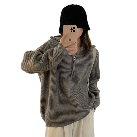 Damen Kuscheliger Strickpullover im Stehkragenstil R&B