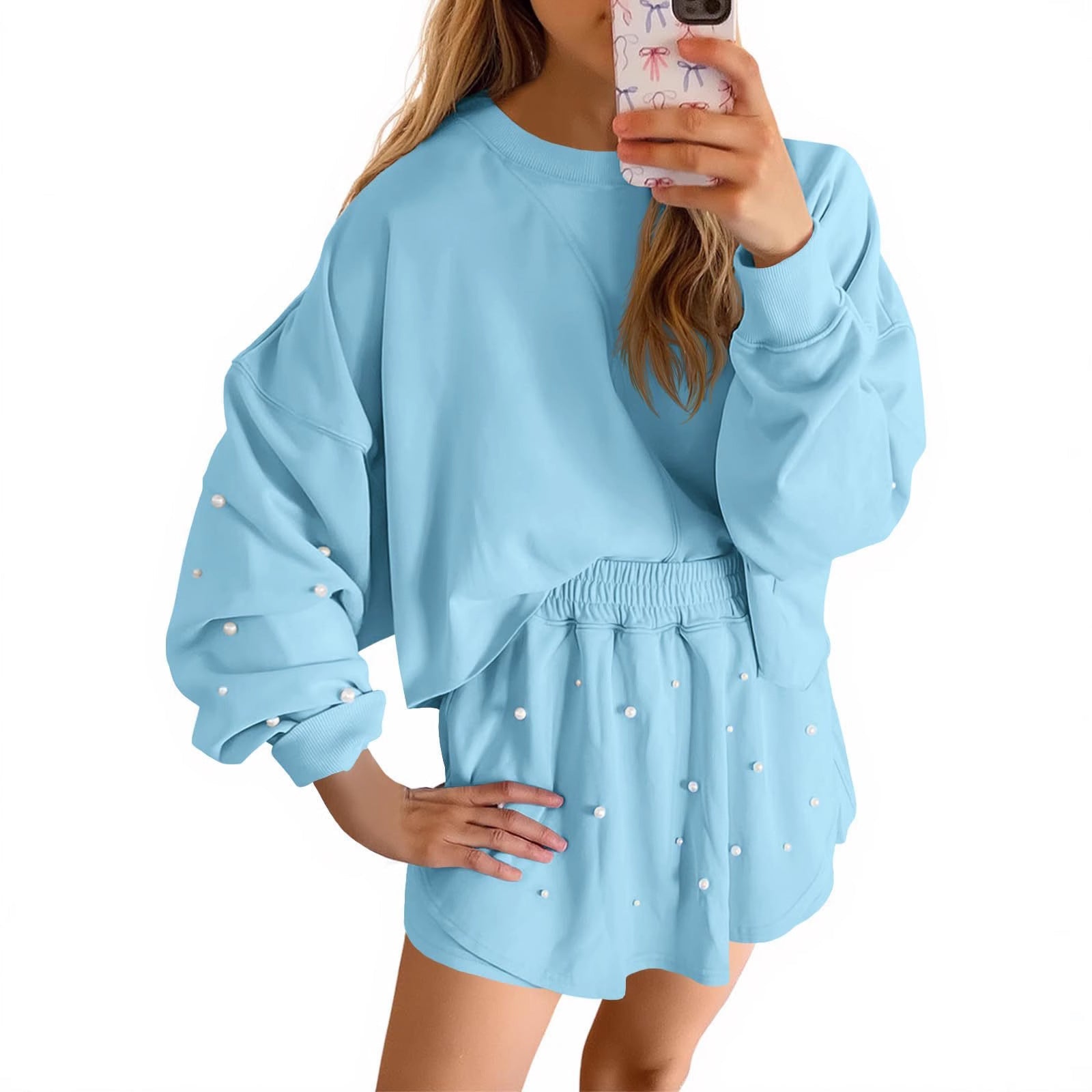 Damen Sportliches Sweatshirt- und Rock-Set R&B