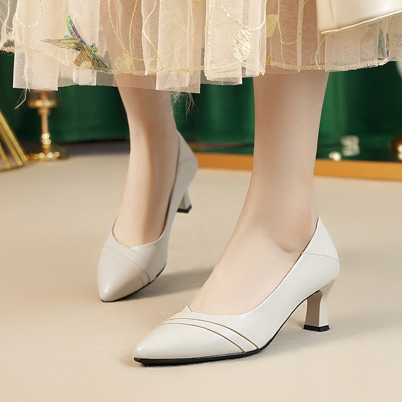Damen Elegante Pumps mit modischem Rüschendetail und bequemem Blockabsatz R&B