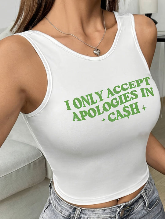Damen Crop-Top mit kreativem Spruch und lässigem Schnitt R&B