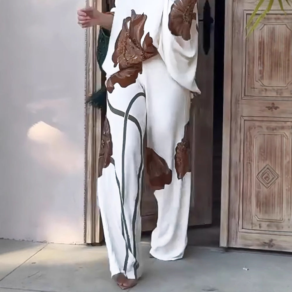 Damen modisches Ensemble mit floralem Design und weitem Schnitt R&B