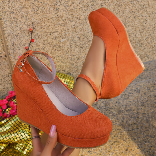 Damen Wedge-Pumps mit dekorativem Riemchen und exzellentem Fußbett R&B
