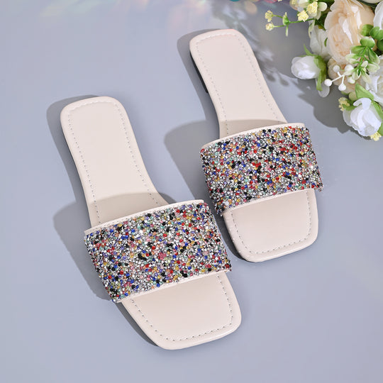 Damen Glamouröse Riemchen-Pantoletten mit funkelndem Glitter-Design R&B