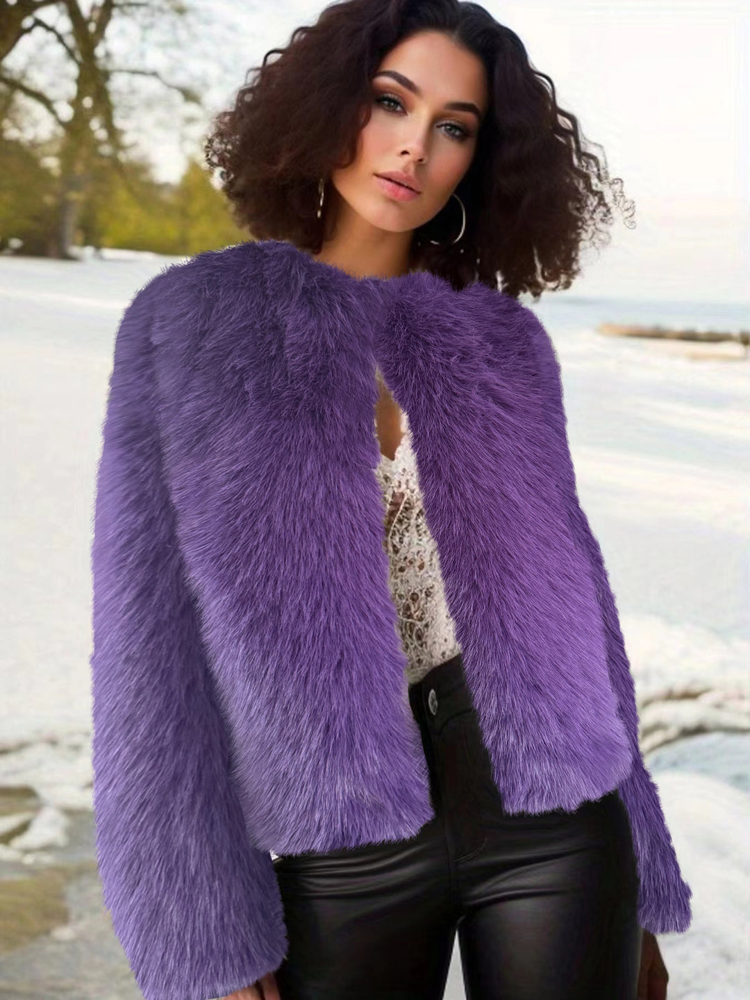 Damen Kuschelige Fleecejacke mit Lockenstruktur R&B