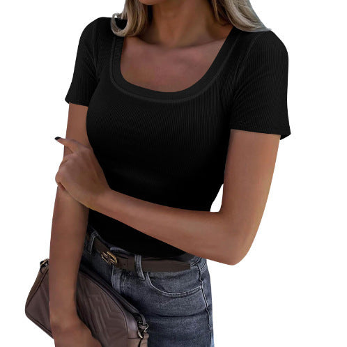 Damen Langarm Ripp-T-Shirt mit elegantem U-Boot-Ausschnitt R&B