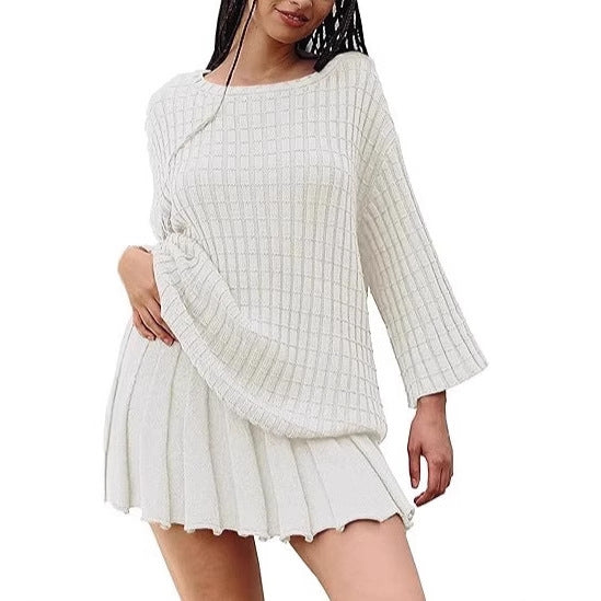 Damen lässiges Strickkleid mit asymmetrischem Saum und lockerem Schnitt R&B