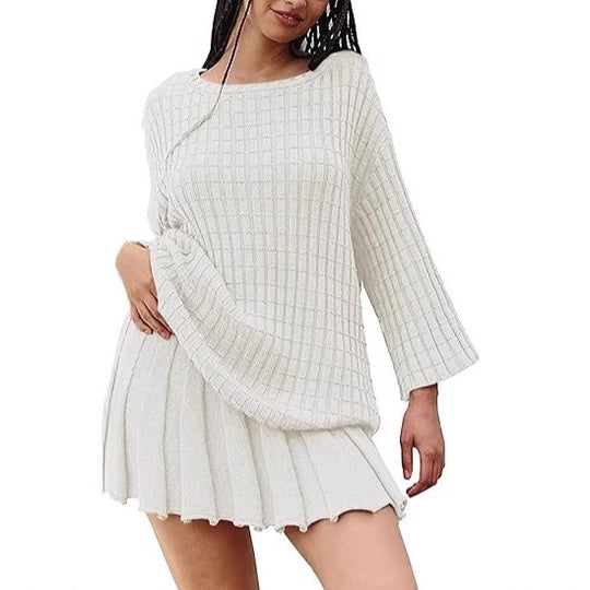 Damen lässiges Strickkleid mit asymmetrischem Saum und lockerem Schnitt R&B