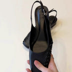 Damen Slingback-Pumps mit dekorativen Strassapplikationen und modernem Schnitt