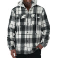 Herren Karierte Flanelljacke mit Hoodie und zwei Brusttaschen R&B