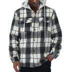 Herren Karierte Flanelljacke mit Hoodie und zwei Brusttaschen R&B