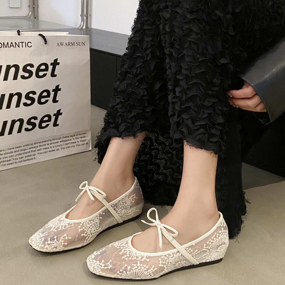 Damen Ballerinas mit zartem Spitzen-Design und eleganter Schleifenverzierung R&B