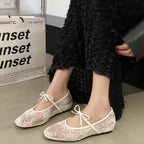 Damen Ballerinas mit zartem Spitzen-Design und eleganter Schleifenverzierung R&B