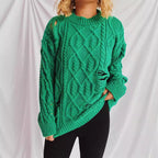 Damen Grobstrickpullover mit einzigartigem Zopfmuster und ausgefransten Details R&B