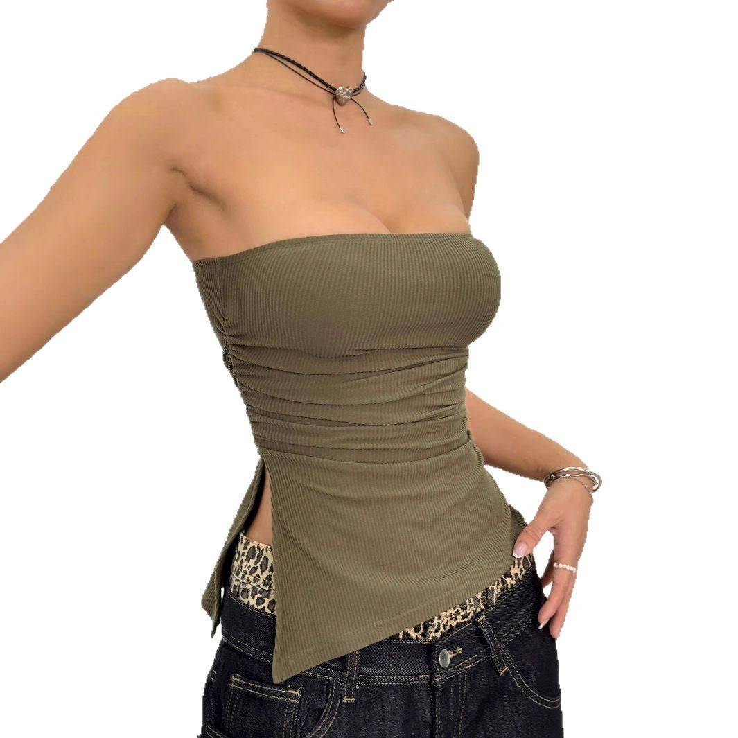 Damen Schickes Bodycon-Oberteil mit seitlichen Schnürdetails R&B