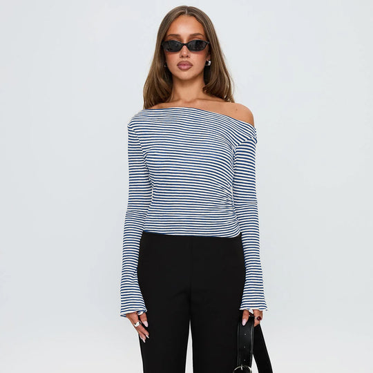 Damen Trendiges Oberteil mit asymmetrischem Ausschnitt und punktiertem Design R&B