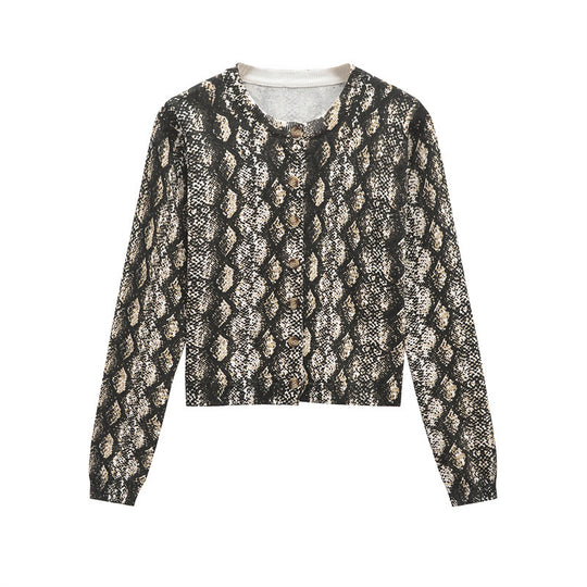 Damen Strickjacke mit Schlangenmuster R&B