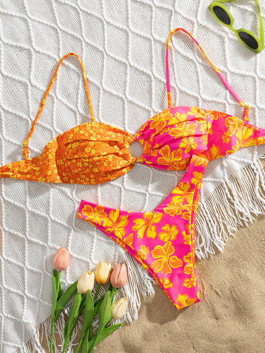 Damen Triangel-Bikini mit floralen Mustern R&B