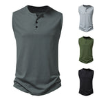 Herren ärmelloses Henley-Shirt mit modernem Knopfdesign