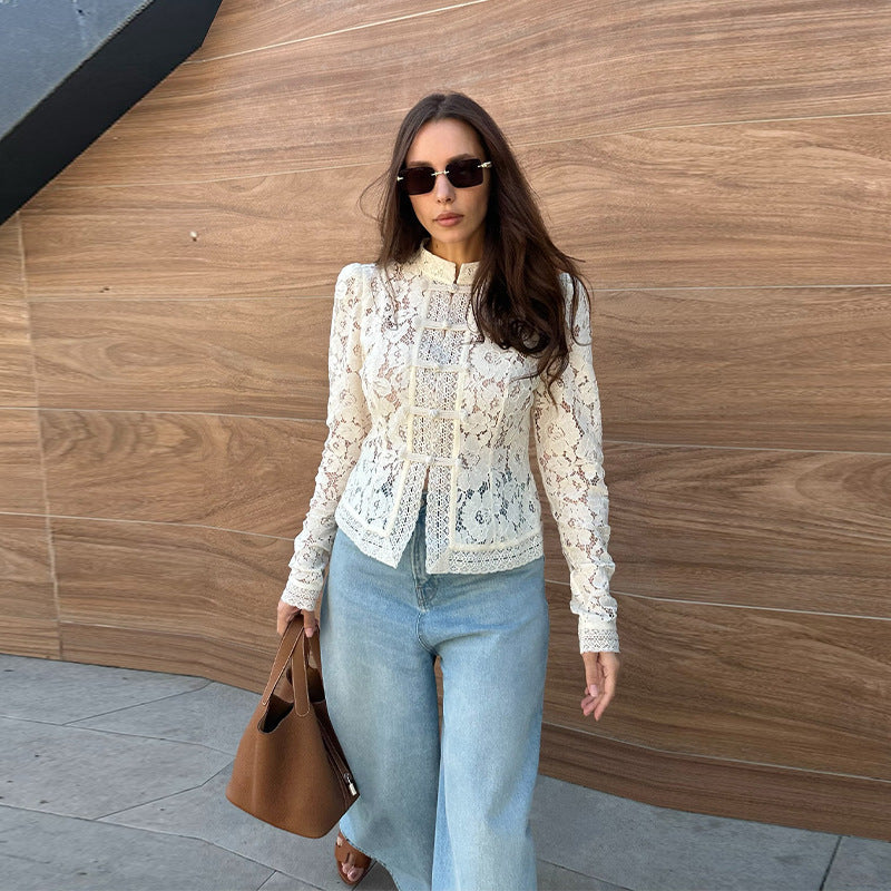 Damen Spitzenbluse mit eleganten Details