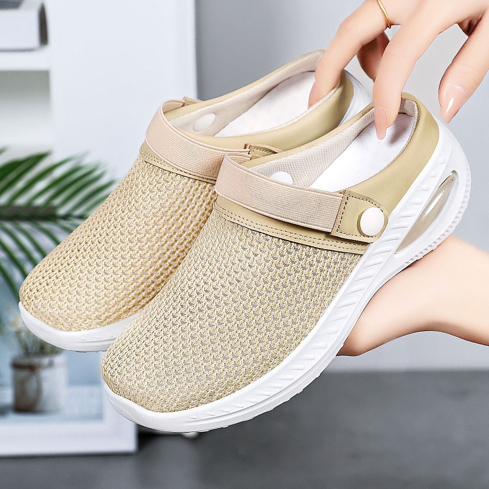 Damen Atmungsaktive Clogs mit elastischem Riemen R&B