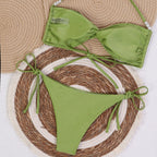 Damen Bandeau-Bikini mit eleganten Perlenschnüren R&B