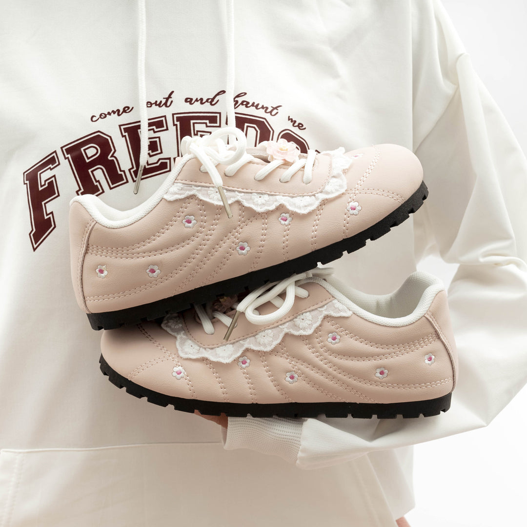 Damen Sneakers mit verspieltem Blumen-Muster und rutschfester Sohle R&B