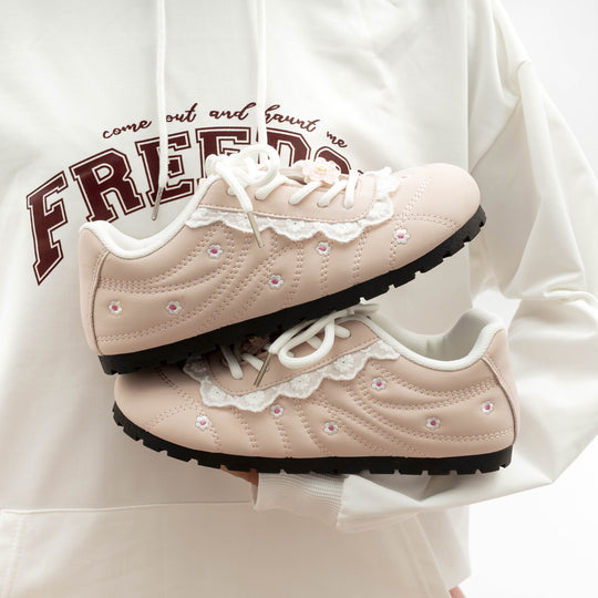 Damen Sneakers mit verspieltem Blumen-Muster und rutschfester Sohle R&B