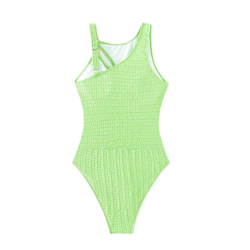 Damen Einteiliger Badeanzug mit kunstvollem Cut-Out und goldenen Akzenten