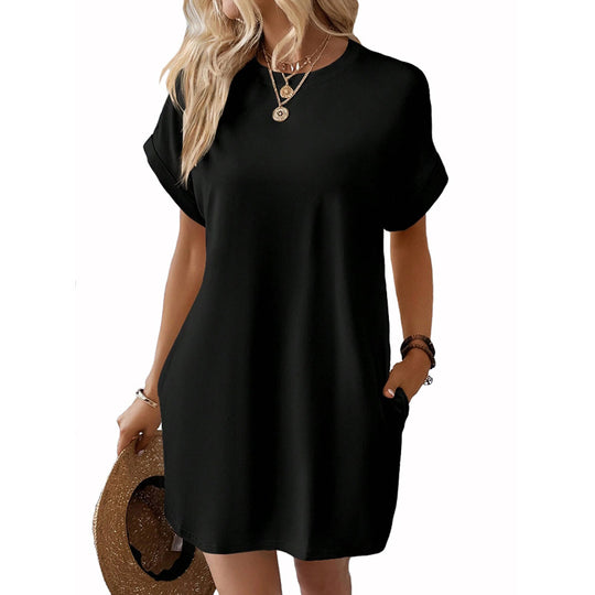 Damen Lockeres T-Shirt-Kleid mit praktischen Taschen und lässigem Design R&B