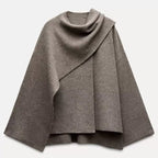 Damen Poncho aus hochwertiger Strickware mit asymmetrischem Design R&B
