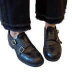 Damen elegante Schnürschuhe mit doppeltem Riemen und feiner Brogue-Prägung R&B