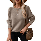 Damen gemütlicher Strickpullover mit weitem Schnitt und Rundhalsausschnitt