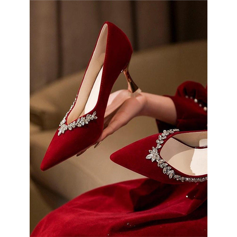 Damen elegante spitze Pumps mit funkelnden Strassakzenten R&B