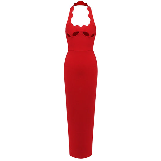 Damen Maxikleid mit innovativem Cut-Out-Design und sexy Schlüssellochausschnitt R&B