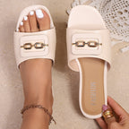Damen Slide-Sandalen mit schickem Schnallen-Akzent und bequemer Fußbettung R&B
