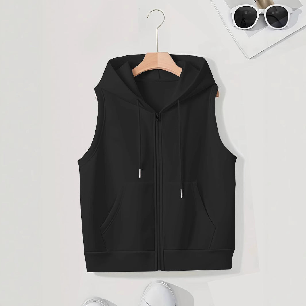 Damen sportliche Kapuzenweste mit Reißverschluss und praktischen Taschen R&B