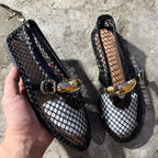 Damen Stilettos mit netzartigem Obermaterial und moderner Schnallenapplikation R&B