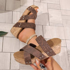 Damen Wedge-Sandalen mit geflochtenem Riemendesign und eleganter Korksohle R&B