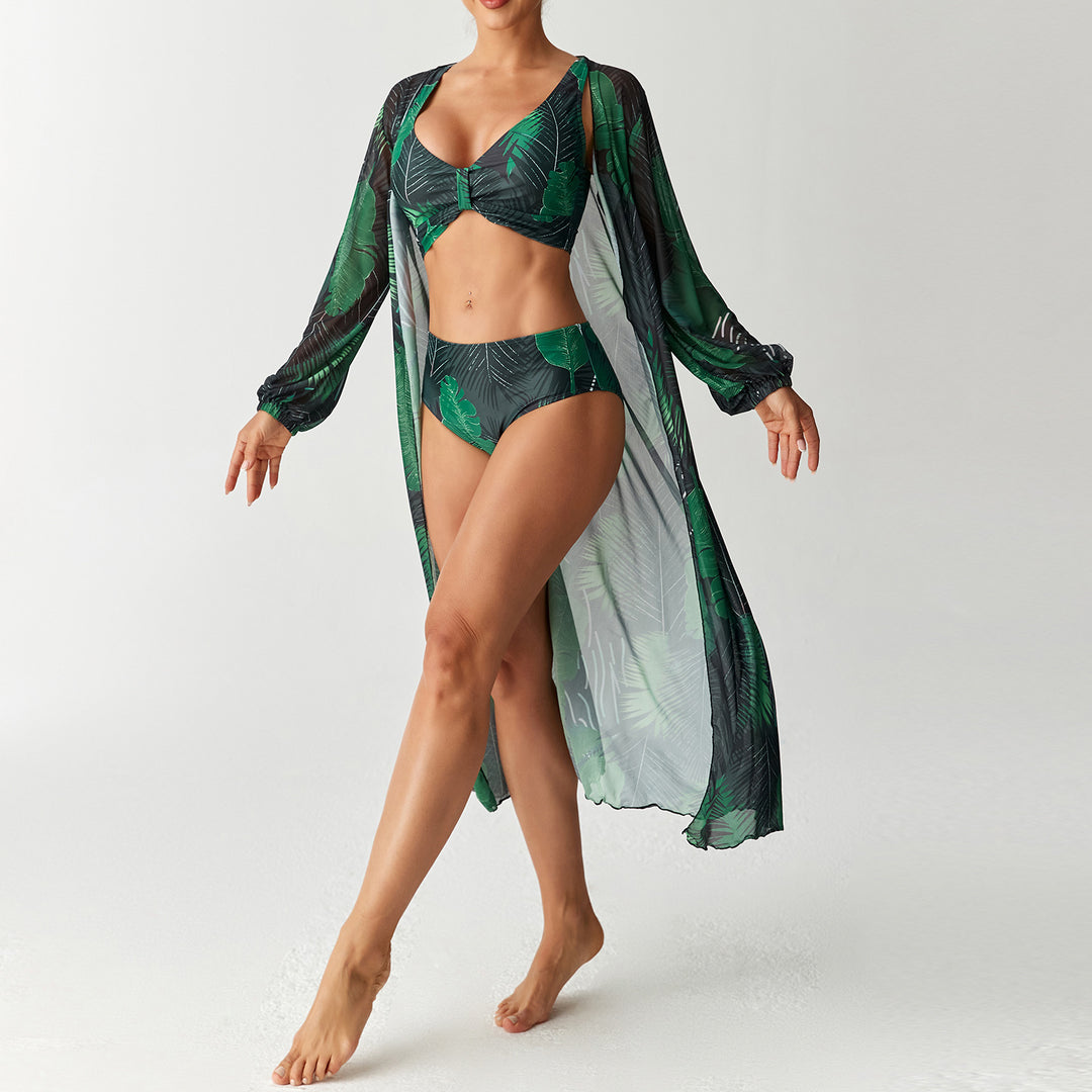 Damen Transparentes Strandkleid mit floralem Muster R&B