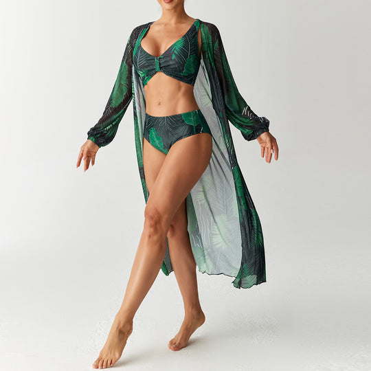 Damen Transparentes Strandkleid mit floralem Muster R&B