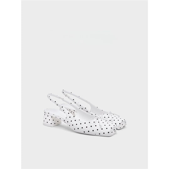 Damen Slingback-Pumps mit verspieltem Punktedesign und niedrigem Absatz R&B