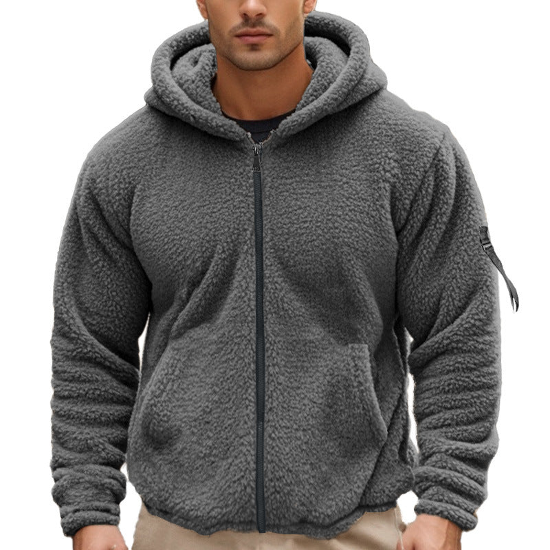 Herren Fleece-Hoodie mit kängurutasche und robustem Reißverschluss R&B