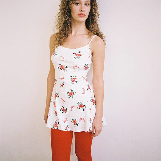 Damen luftiges Minikleid mit Blumenmuster und feinen Trägern R&B