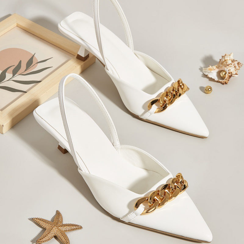 Damen Slingback-Heels mit eleganter Kettenapplikation R&B