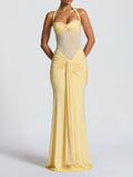 Damen Elegantes Maxikleid mit Raffhalterung und figurformenden Details R&B