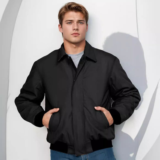 Herren stilvolle und wärmende Jacke mit doppeltem Reißverschluss R&B