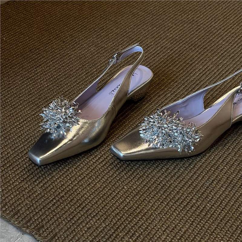 Damen Slingback Pumps mit funkelnden Kristallen R&B